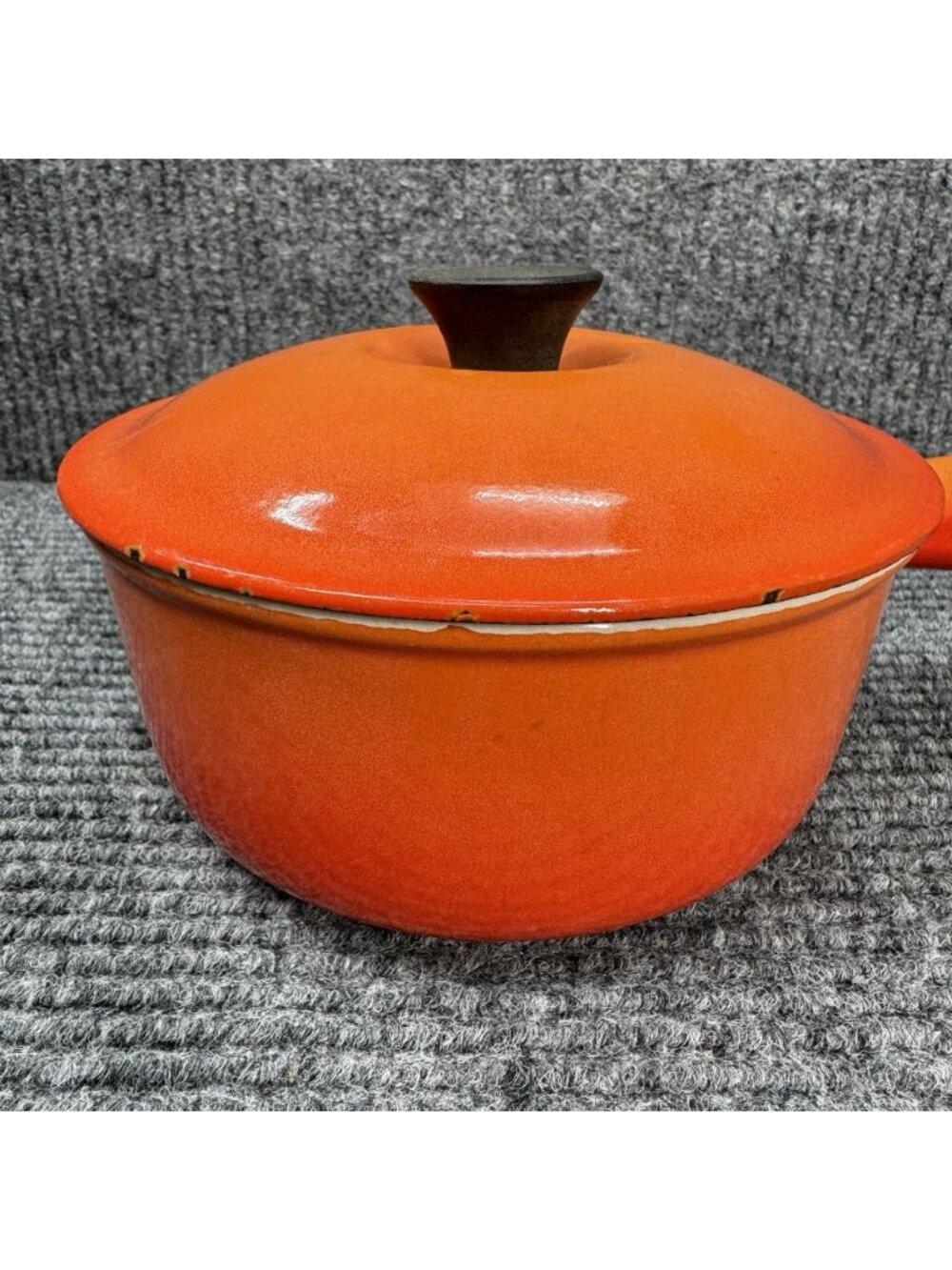Vintage Le Creuset #16 Flame Orange Sauce Pan w/Lid Ombré Hollow Handle Cookware - Picture 2 of 15